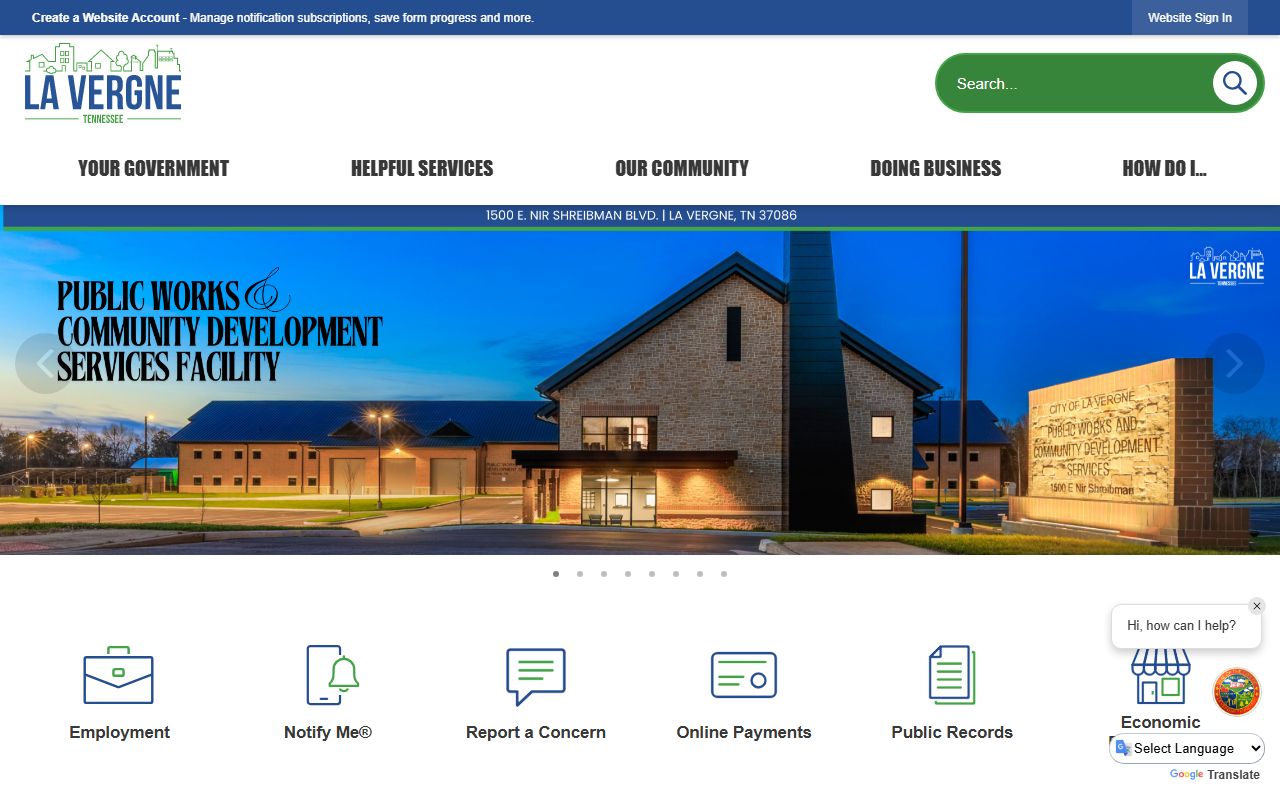 City of La Vergne government portal for La Vergne Death Index research