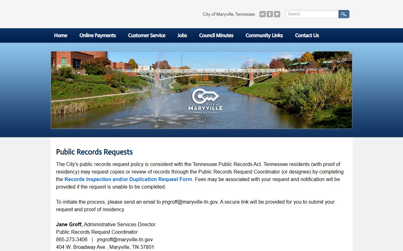 Maryville Death Index and city public records