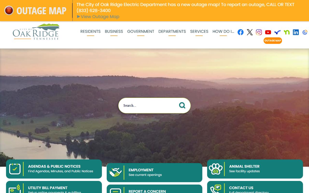 City of Oak Ridge government portal for Oak Ridge Death Index research