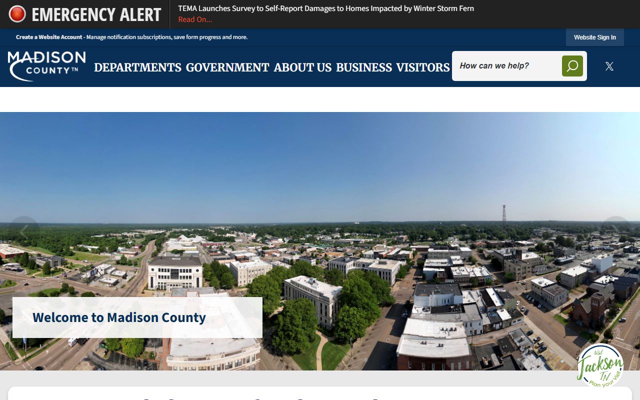 Madison County Death Index and County Government page