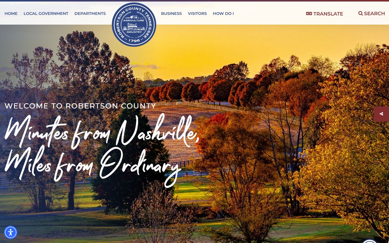 Robertson County Government portal for Death Index research