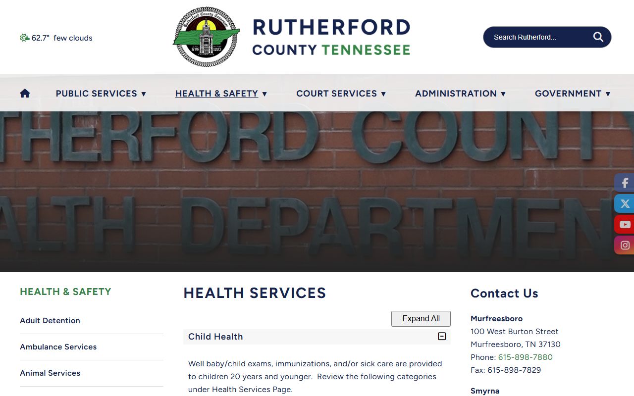 Rutherford County Vital Records page for Death Index research