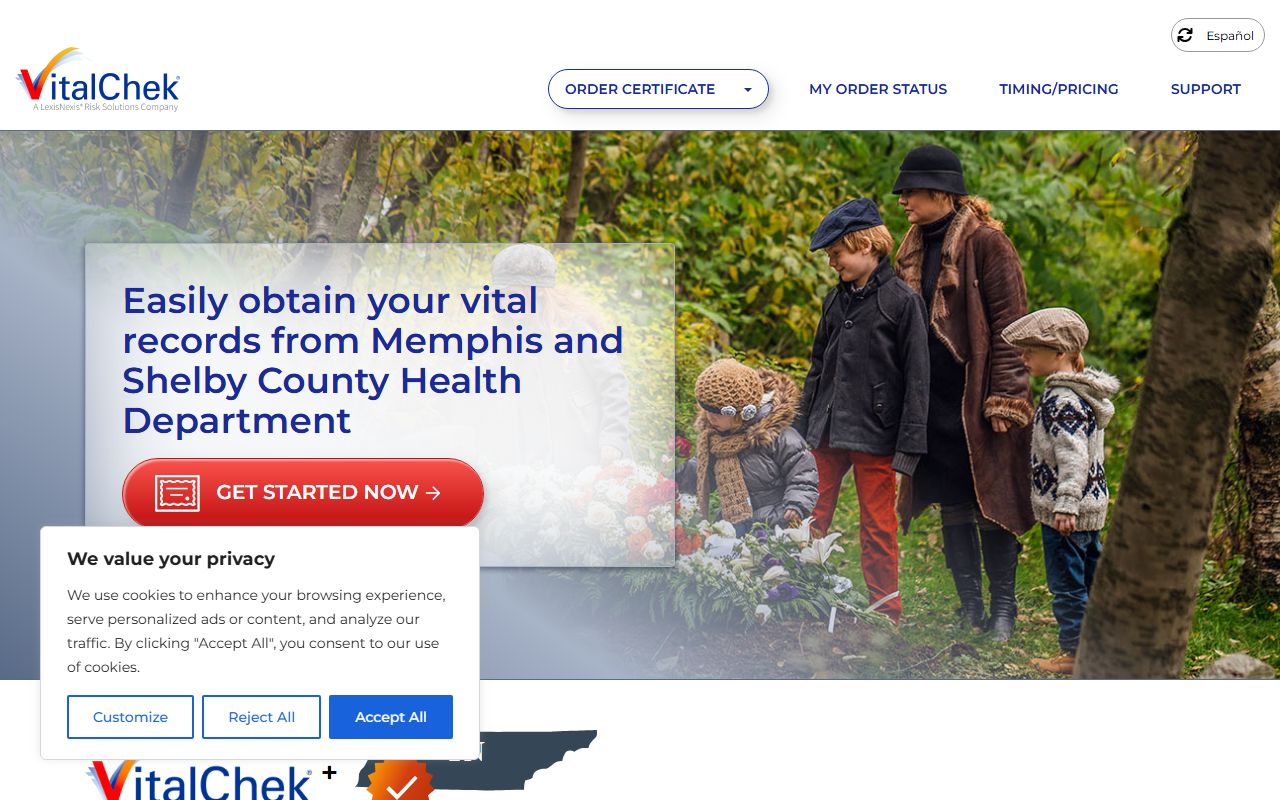 VitalChek Shelby County used for Memphis Death Index research