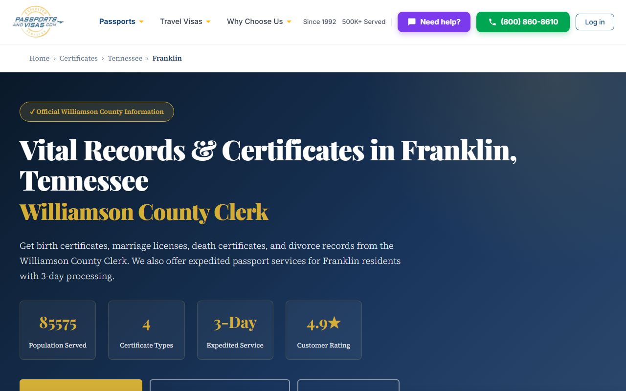 Williamson County clerk vital records used for Williamson County Death Index research