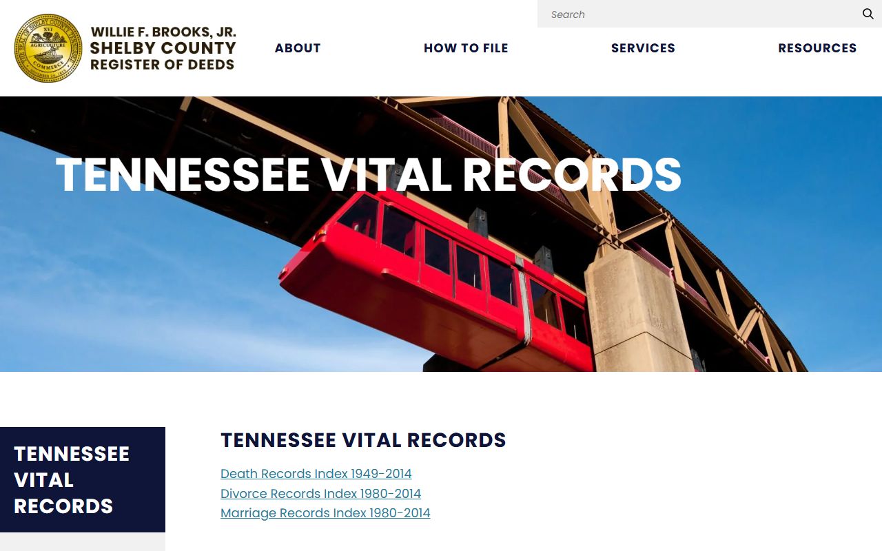 Tennessee Death Index Shelby County register of deeds death records index
